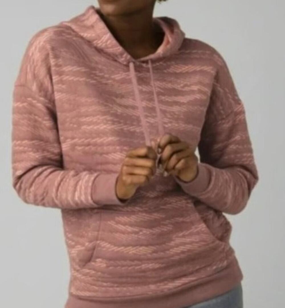 Prana Carin Hoodie Sweatshirt Fawn Peach Textured Pullover XL Outdoors Granola